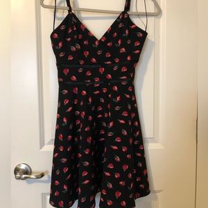 Short rose patterned cocktail dress